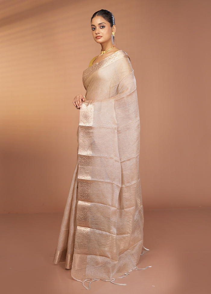 Cream Tissue Silk Saree With Blouse Piece