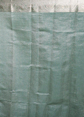 Green Crushed Tissue Silk Saree With Blouse Piece