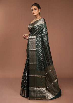 Green Kora Silk Saree With Blouse Piece