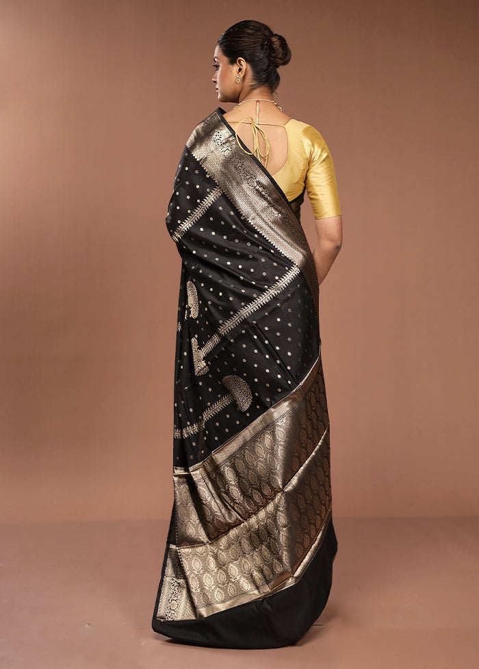 Black Kora Silk Saree With Blouse Piece