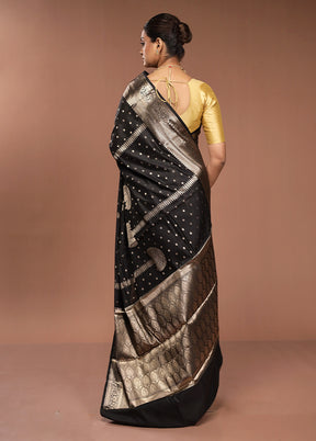Black Kora Silk Saree With Blouse Piece