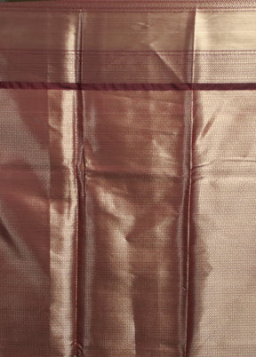 Maroon Kora Silk Saree With Blouse Piece