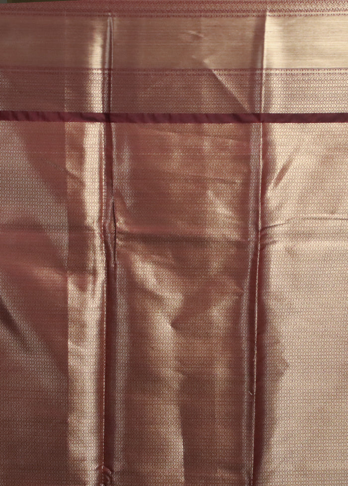 Maroon Kora Silk Saree With Blouse Piece