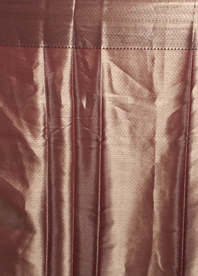 Maroon Kora Silk Saree With Blouse Piece