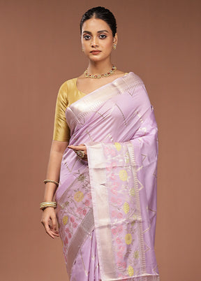 Purple Kora Silk Saree With Blouse Piece