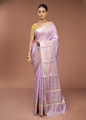 Purple Kora Silk Saree With Blouse Piece