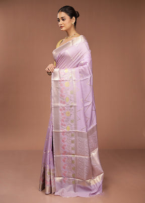 Purple Kora Silk Saree With Blouse Piece