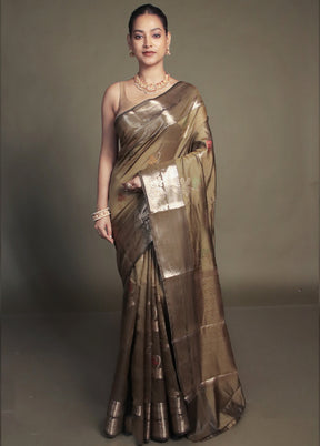 Green Kora Silk Saree With Blouse Piece