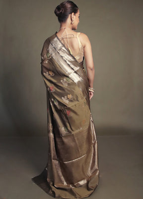 Green Kora Silk Saree With Blouse Piece