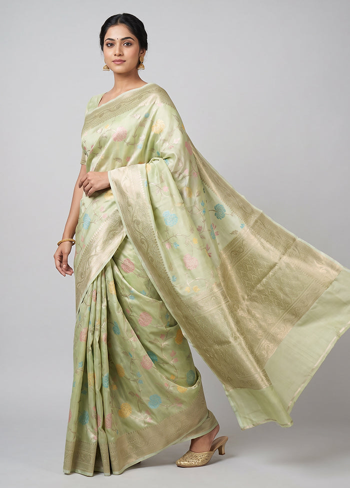 Green Kora Silk Saree With Blouse Piece