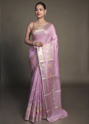 Purple Kora Silk Saree With Blouse Piece