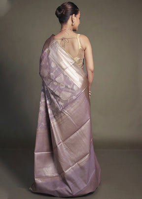 Grey Kora Silk Saree With Blouse Piece