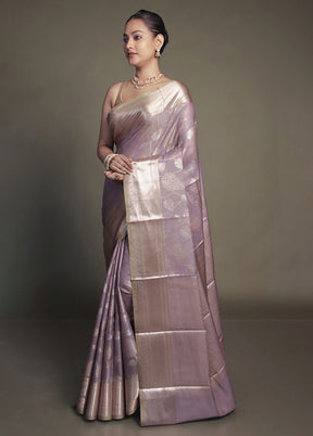 Grey Kora Silk Saree With Blouse Piece