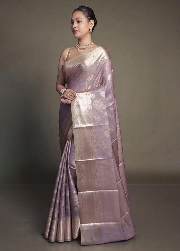 Grey Kora Silk Saree With Blouse Piece