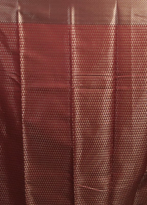 Maroon Kora Silk Saree With Blouse Piece