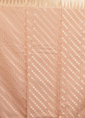 Peach Kora Silk Saree With Blouse Piece