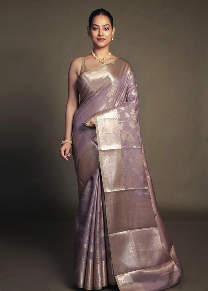 Grey Kora Silk Saree With Blouse Piece