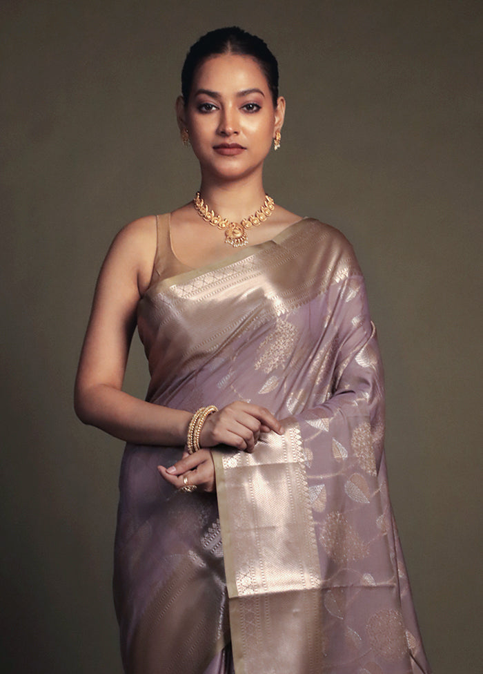 Grey Kora Silk Saree With Blouse Piece