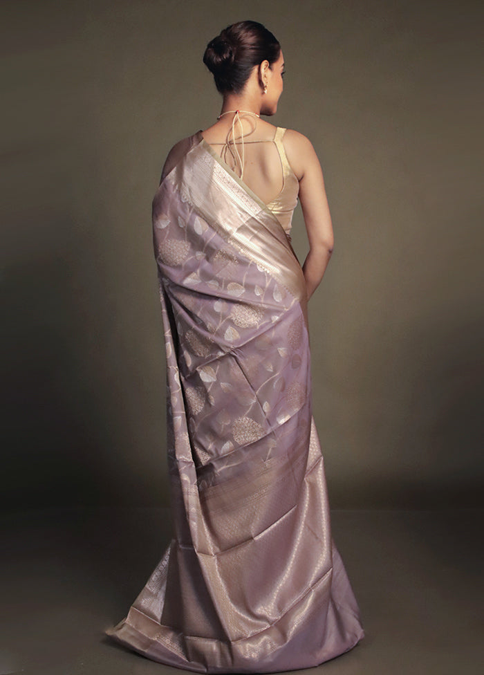 Grey Kora Silk Saree With Blouse Piece