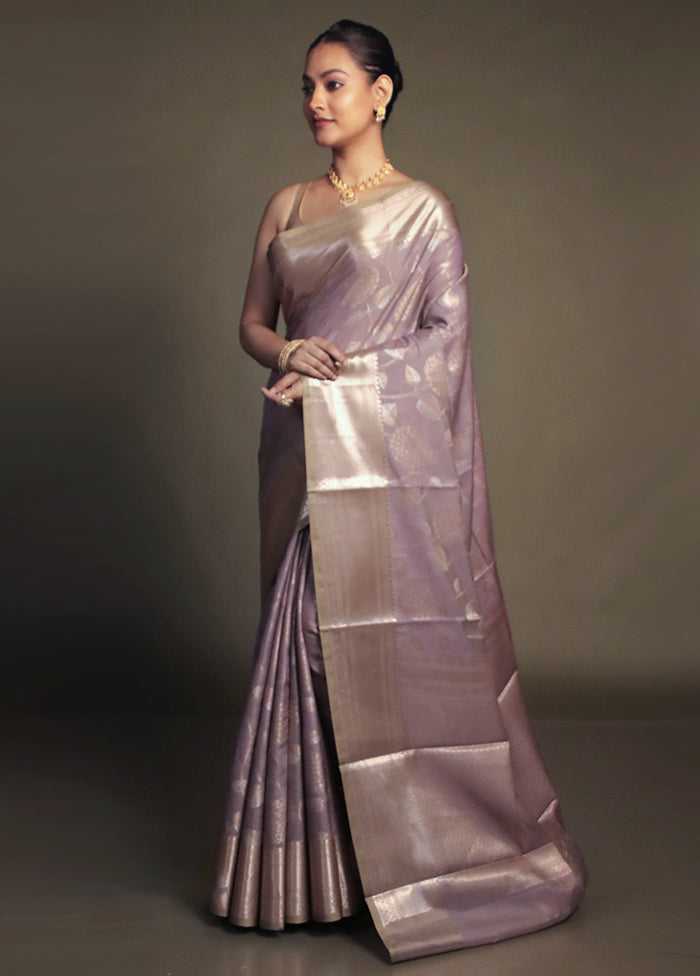 Grey Kora Silk Saree With Blouse Piece