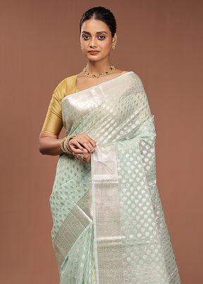 Green Organza Saree With Blouse Piece