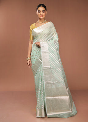 Green Organza Saree With Blouse Piece