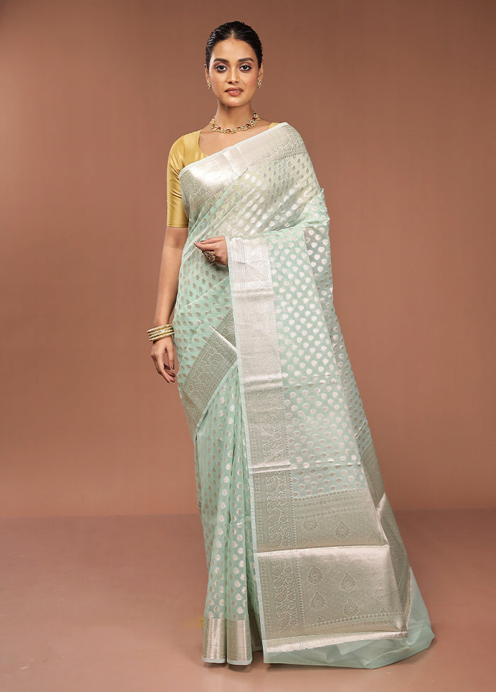 Green Organza Saree With Blouse Piece
