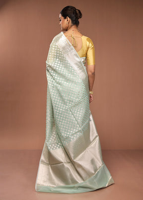 Green Organza Saree With Blouse Piece