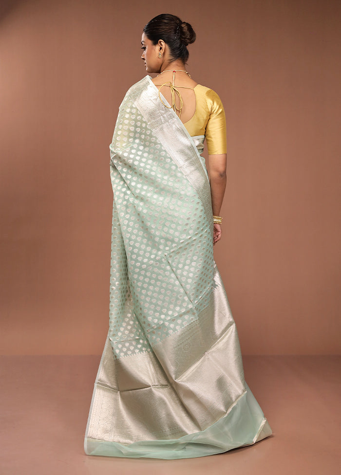 Green Organza Saree With Blouse Piece