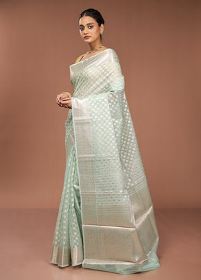 Green Organza Saree With Blouse Piece