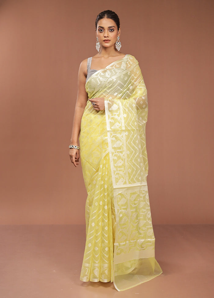 Yellow Organza Saree With Blouse Piece