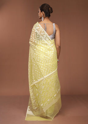 Yellow Organza Saree With Blouse Piece