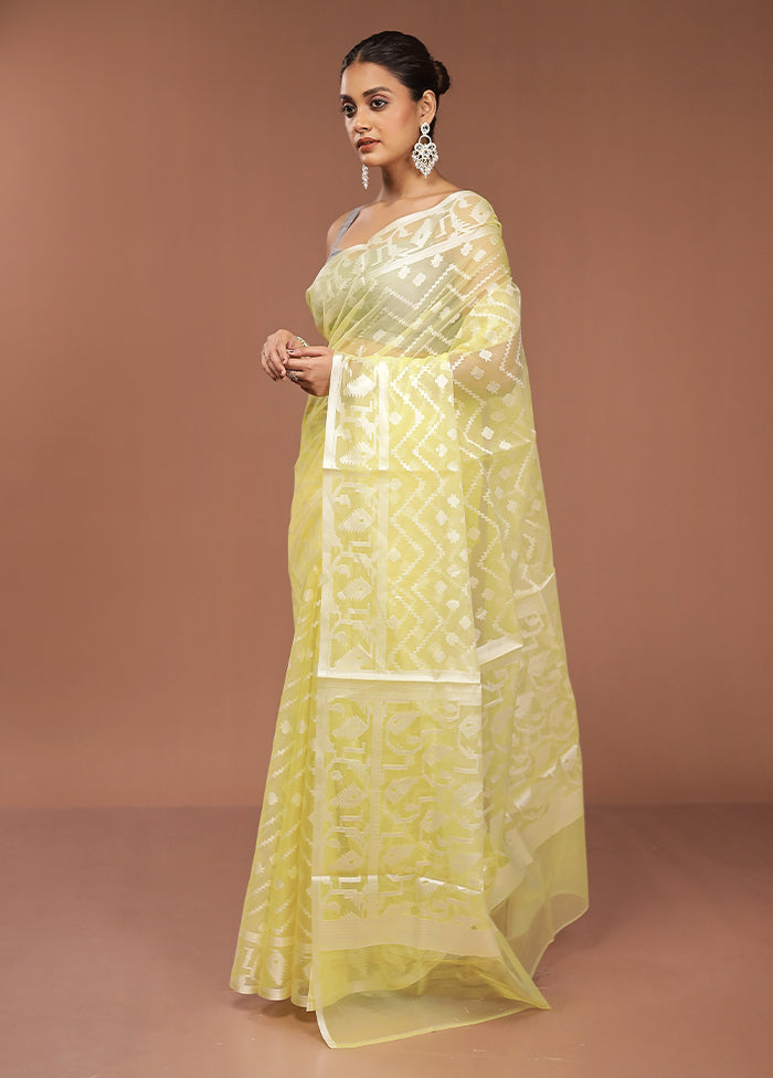Yellow Organza Saree With Blouse Piece