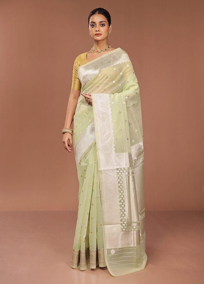 Green Organza Saree With Blouse Piece