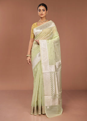 Green Organza Saree With Blouse Piece