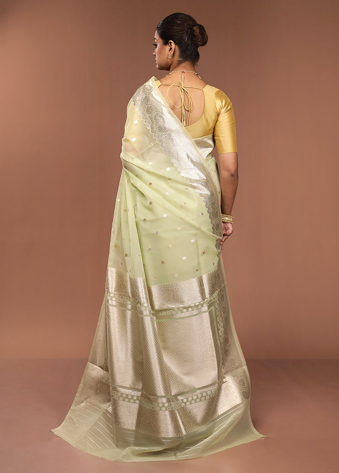Green Organza Saree With Blouse Piece