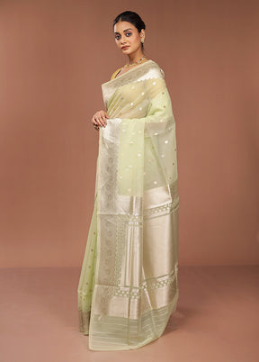 Green Organza Saree With Blouse Piece