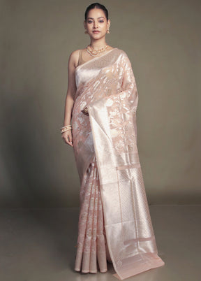 Peach Organza Saree With Blouse Piece