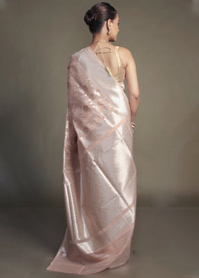 Peach Organza Saree With Blouse Piece