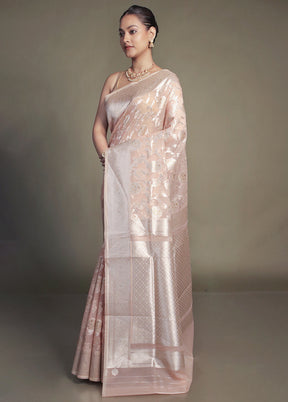 Peach Organza Saree With Blouse Piece