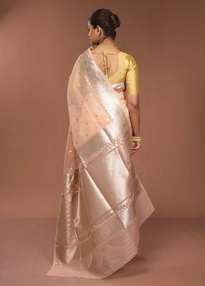 Peach Organza Saree With Blouse Piece