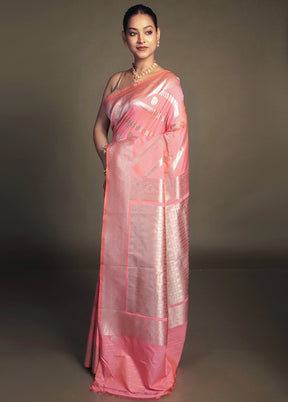 Pink Uppada Silk Saree With Blouse Piece