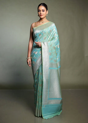 Green Uppada Silk Saree With Blouse Piece