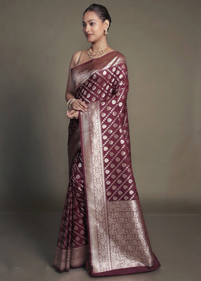 Purple Uppada Silk Saree With Blouse Piece