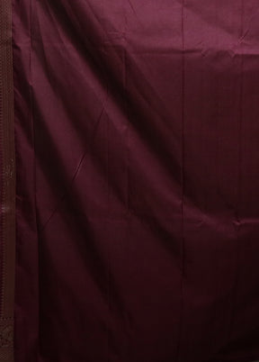 Maroon Uppada Silk Saree With Blouse Piece