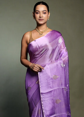 Purple Pure Kota Cotton Saree With Blouse Piece