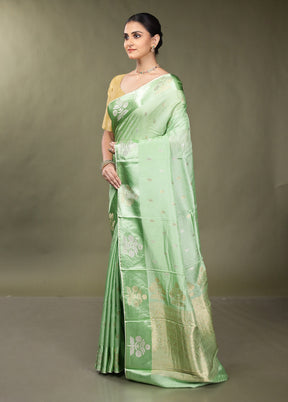 Green Dupion Silk Saree With Blouse Piece