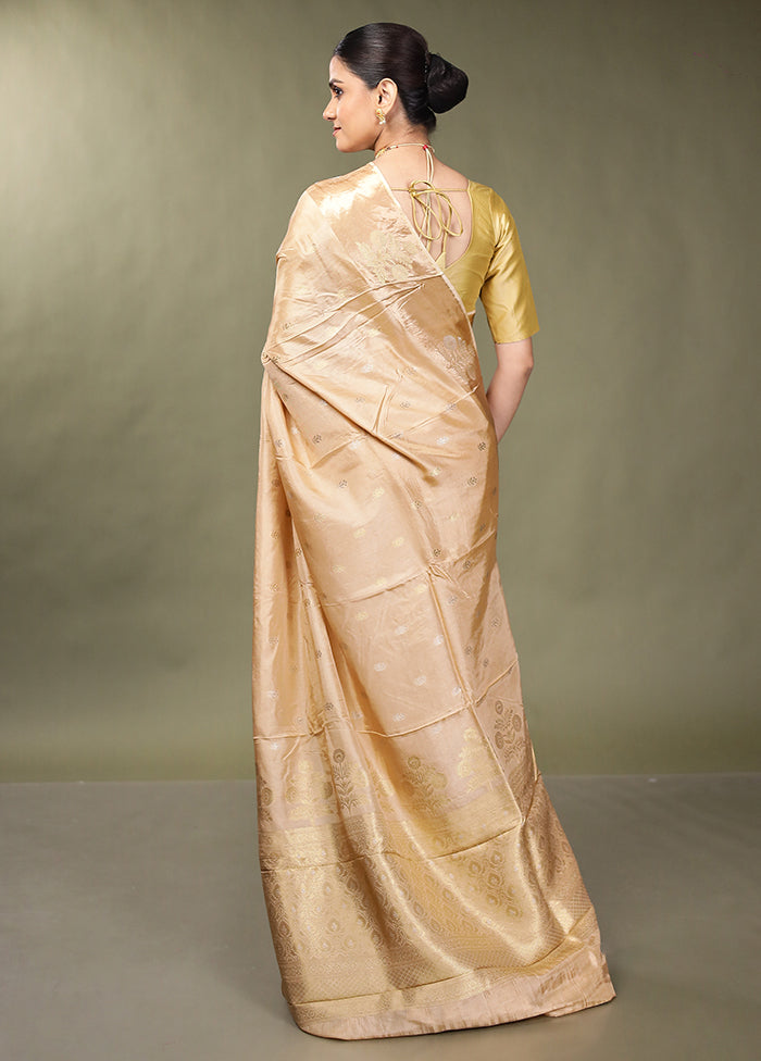 Cream Dupion Silk Saree With Blouse Piece