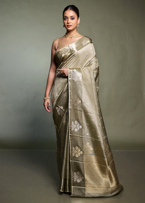 Cream Dupion Silk Saree With Blouse Piece