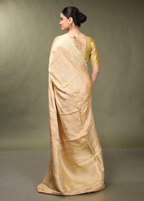 Cream Dupion Silk Saree With Blouse Piece